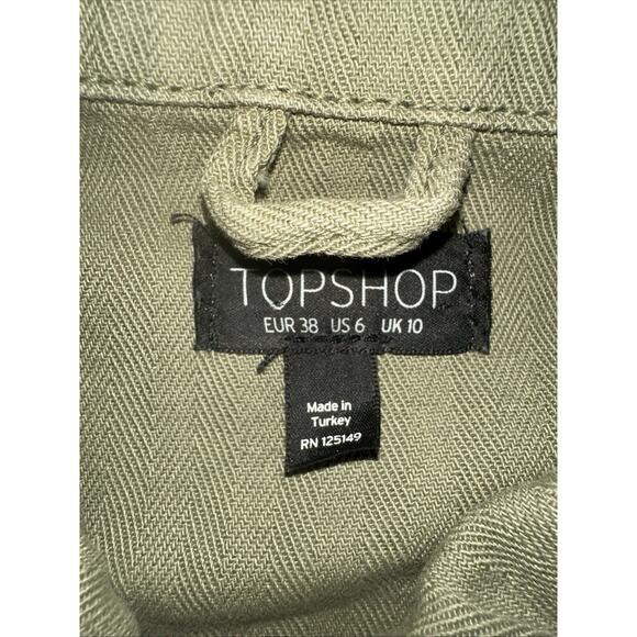 Topshop Floral Embroidered Patch Jacket Women's 6 Army Green Twill - Picture 5 of 12